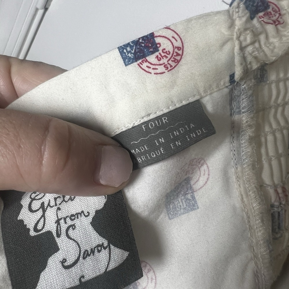 Anthropologie Girls From Savoy Ivory Paris Stamp Postage Size 4 Strapless Dress - Picture 10 of 13